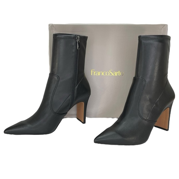 Franco Sarto Avana Black Faux Leather Womens Sock Ankle Boots Size 8.5M - Picture 7 of 13